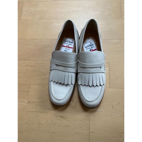 LA Canadienne "Richie" Ivory Loafer slip on sz 36.5 Ladies NEW fringe - Picture 2 of 8